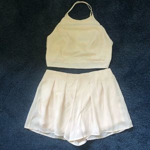Cream shorts and halter top set